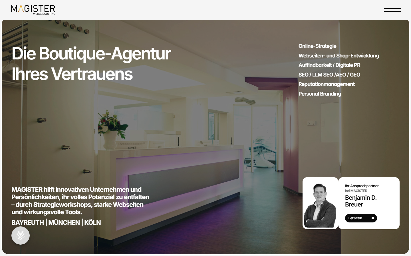 Startseite von MAGISTER Kreativagentur, SEO-Agentur in Bayreuth