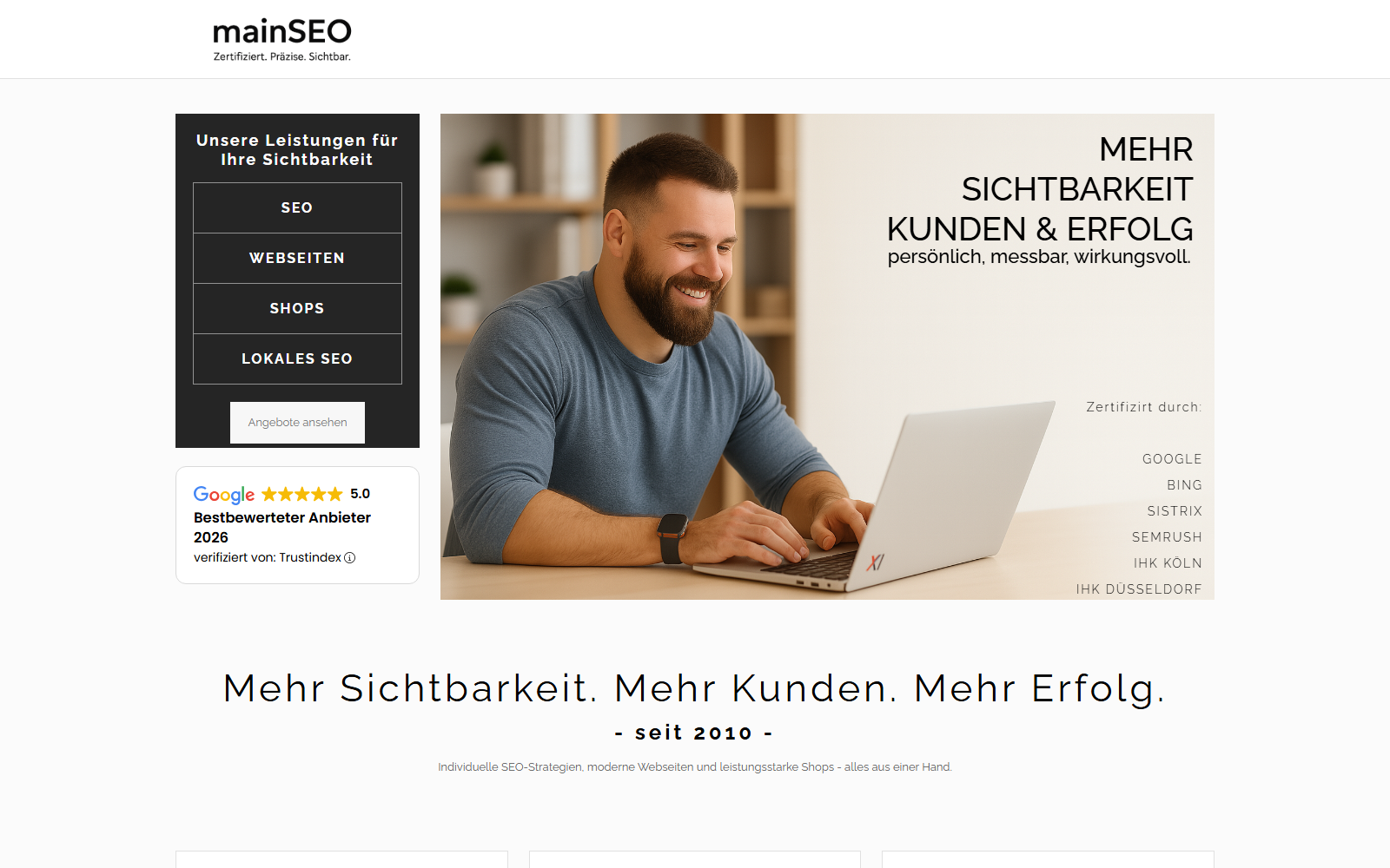 Startseite von mainSEO, SEO-Agentur in Offenbach