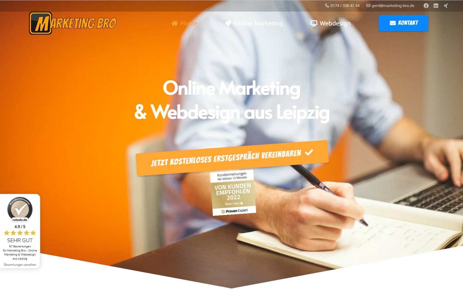 Startseite von Marketing Bro – Webdesign & Online Marketing Gerd Pufler, SEO-Agentur in Leipzig