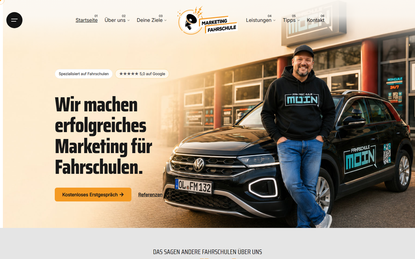 Startseite von Marketing Fahrschule, SEO-Agentur in Oberhausen