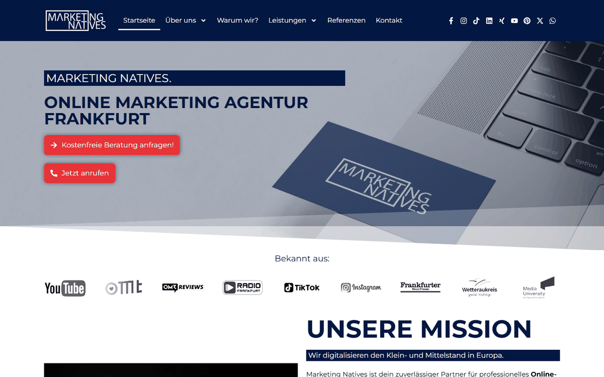 Startseite von Marketing Natives, SEO-Agentur in Frankfurt