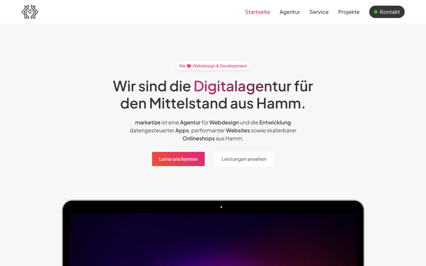 Startseite von marketize GmbH, SEO-Agentur in Hamm