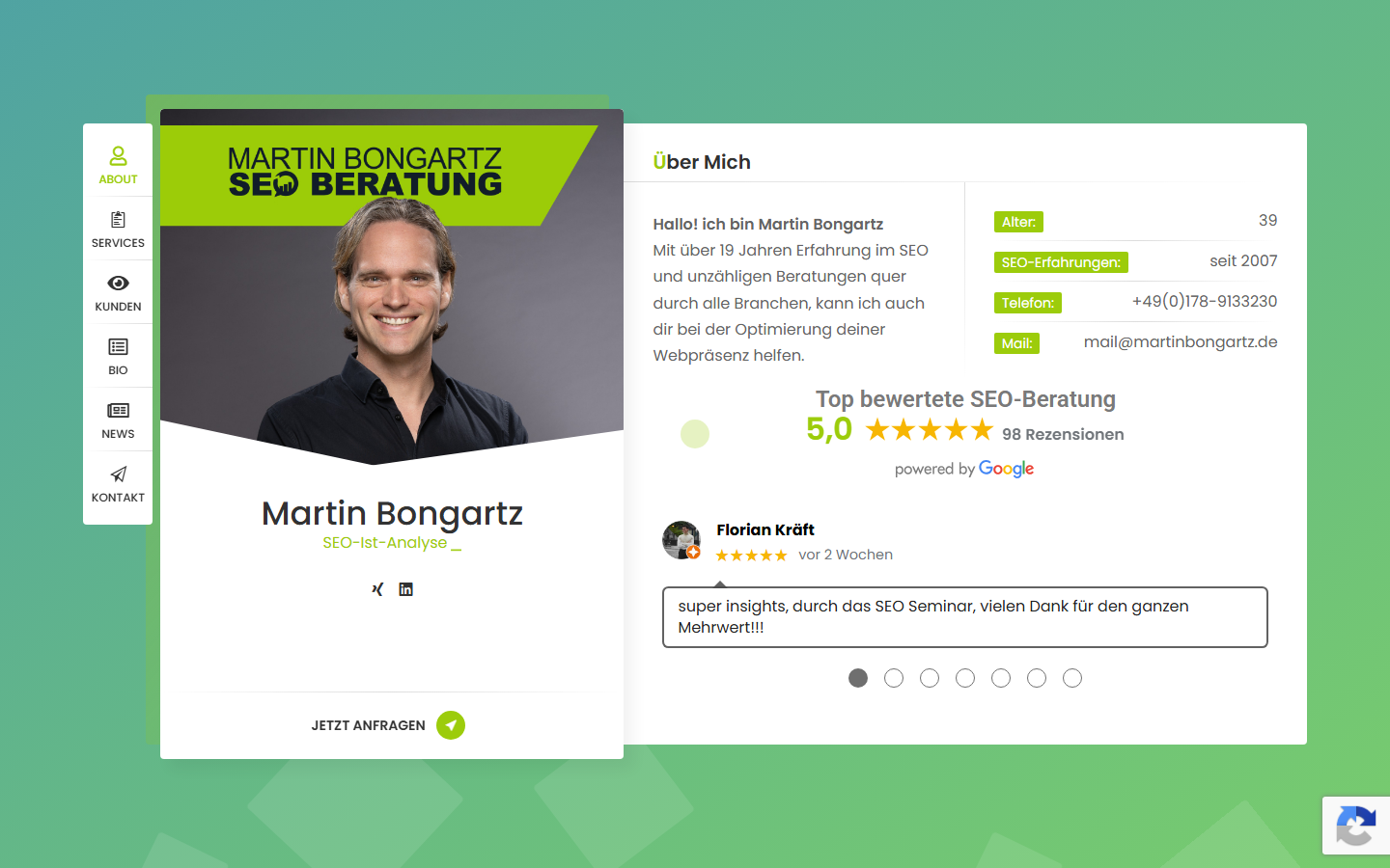 Startseite von Martin Bongartz SEO-Beratung, SEO-Agentur in Leverkusen