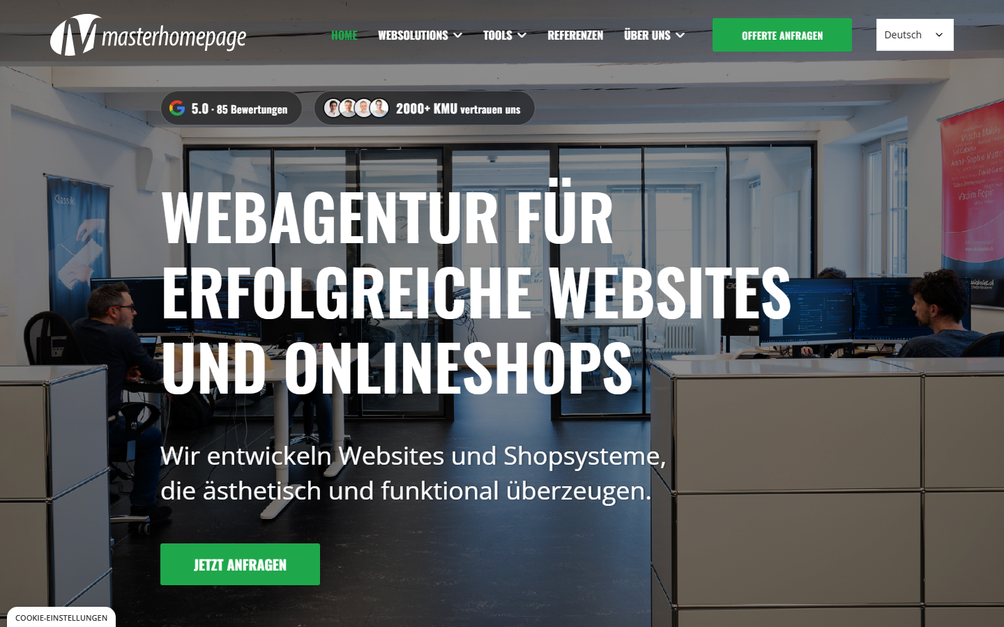 Startseite von Masterhomepage GmbH, SEO-Agentur in der Schweiz