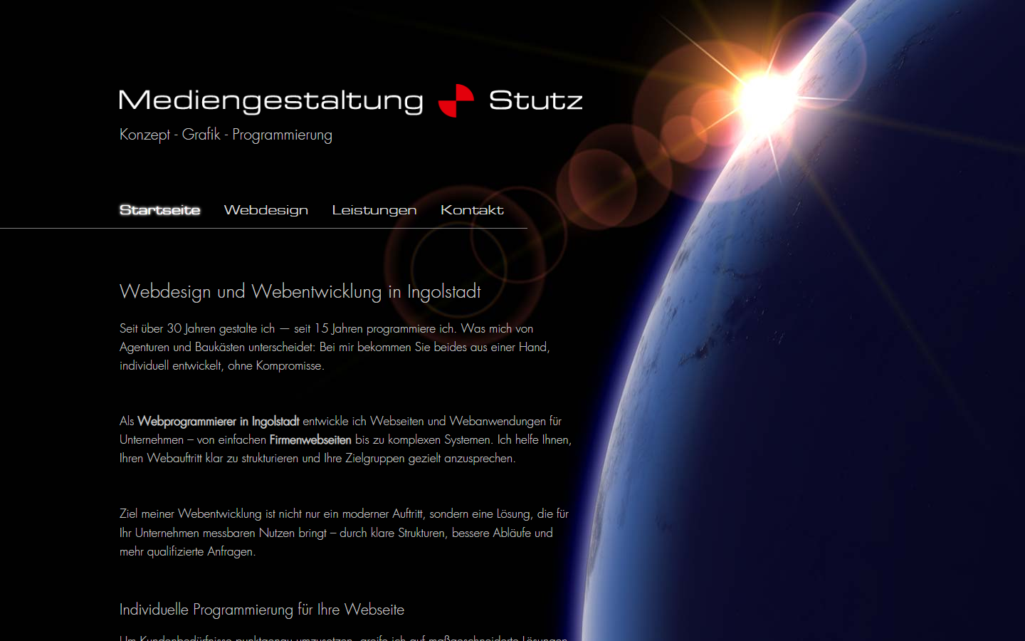 Startseite von Mediengestaltung Stutz, SEO-Agentur in Ingolstadt
