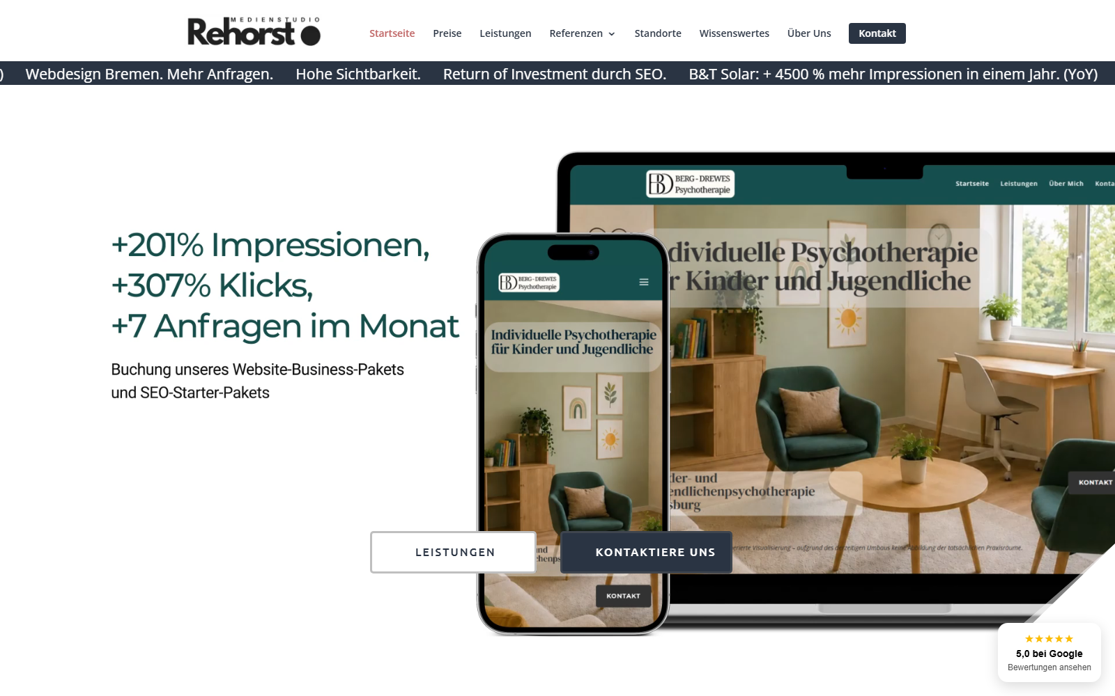 Startseite von Erik Rehorst Medienstudio Rehorst, SEO-Agentur in Bremen