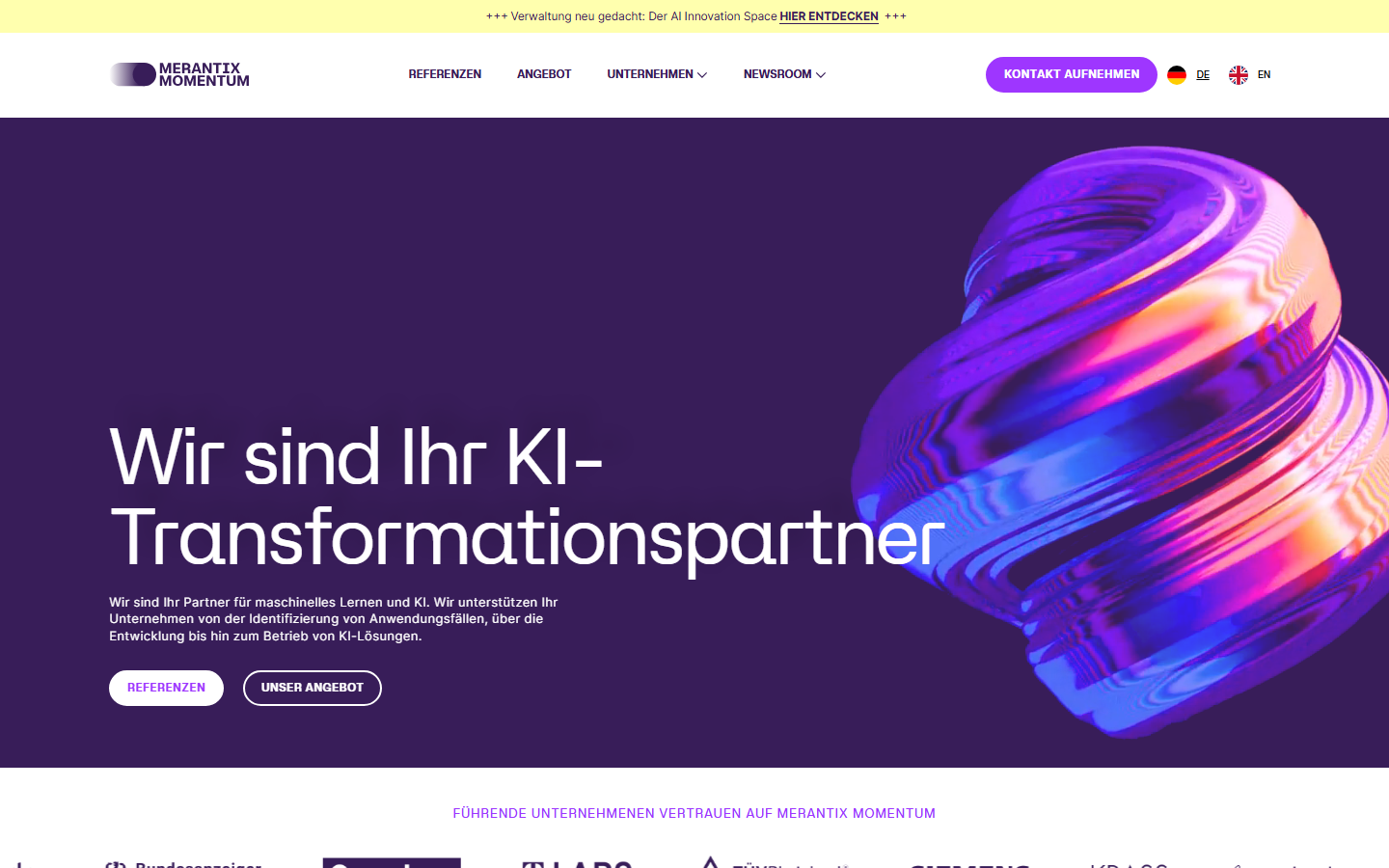 Startseite von Merantix Momentum GmbH, KI-Agentur in Berlin