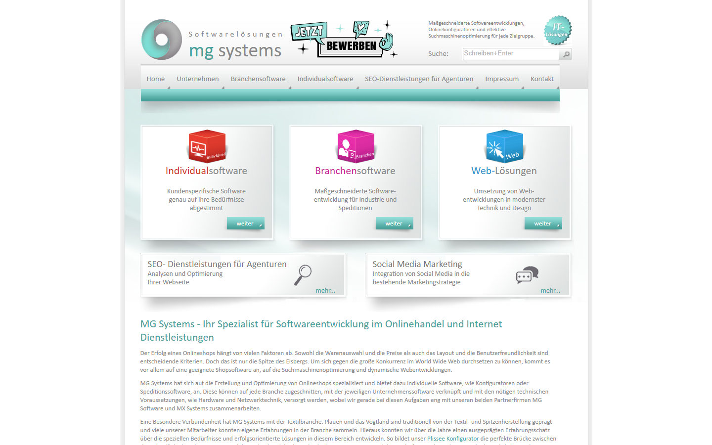 Startseite von MG Systems GmbH, SEO-Agentur in Plauen