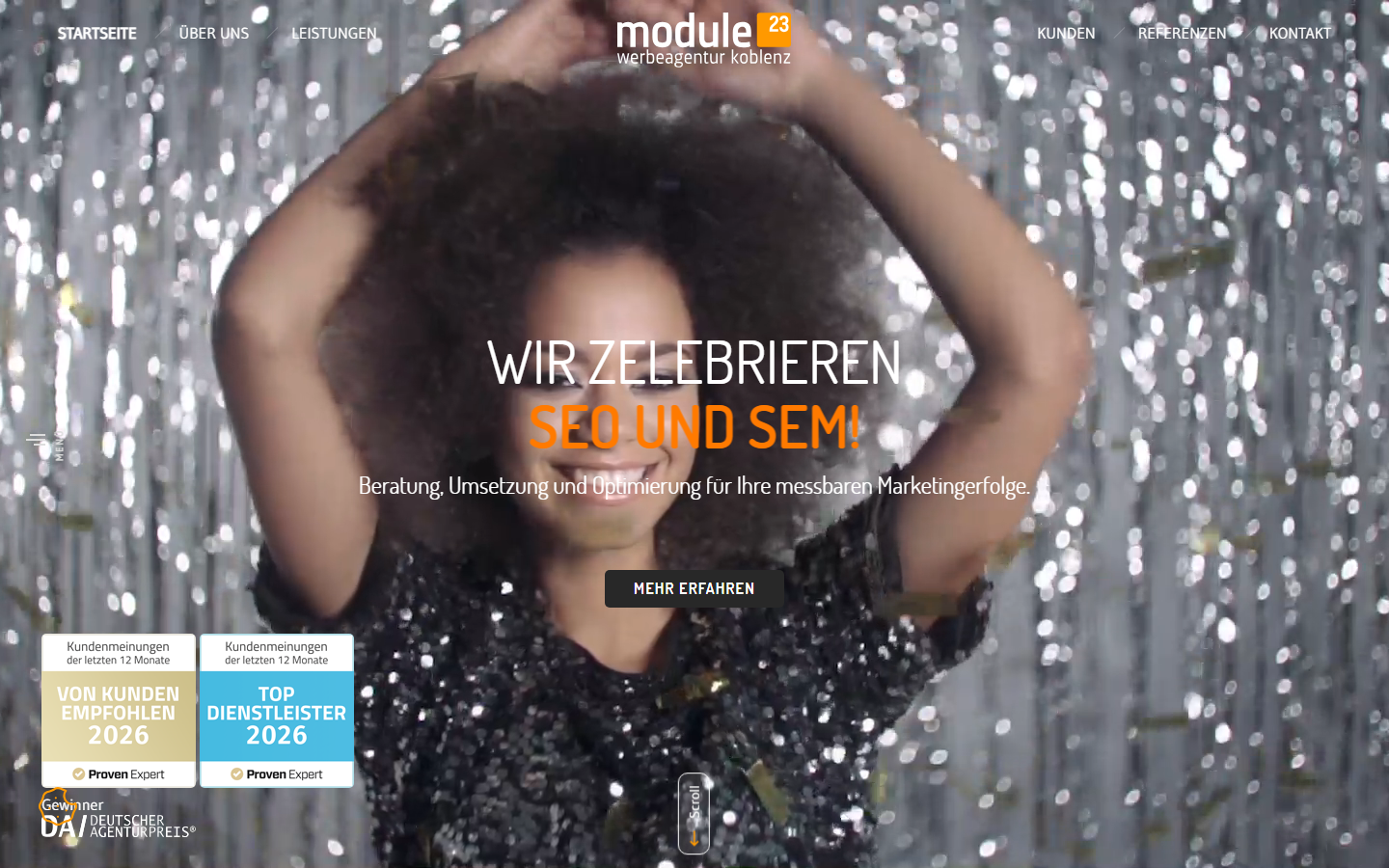 Startseite von Module23 Werbeagentur Koblenz, SEO-Agentur in Koblenz