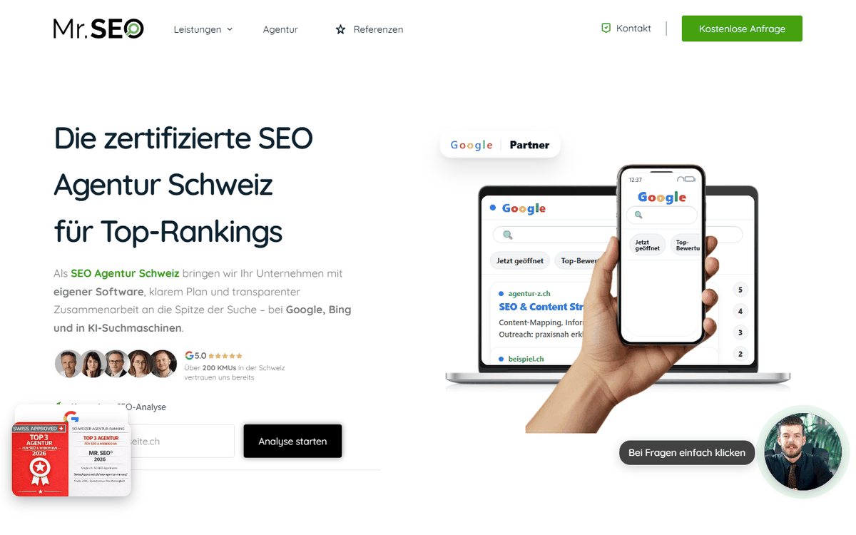 Startseite von Mr. SEO, SEO-Agentur in der Schweiz