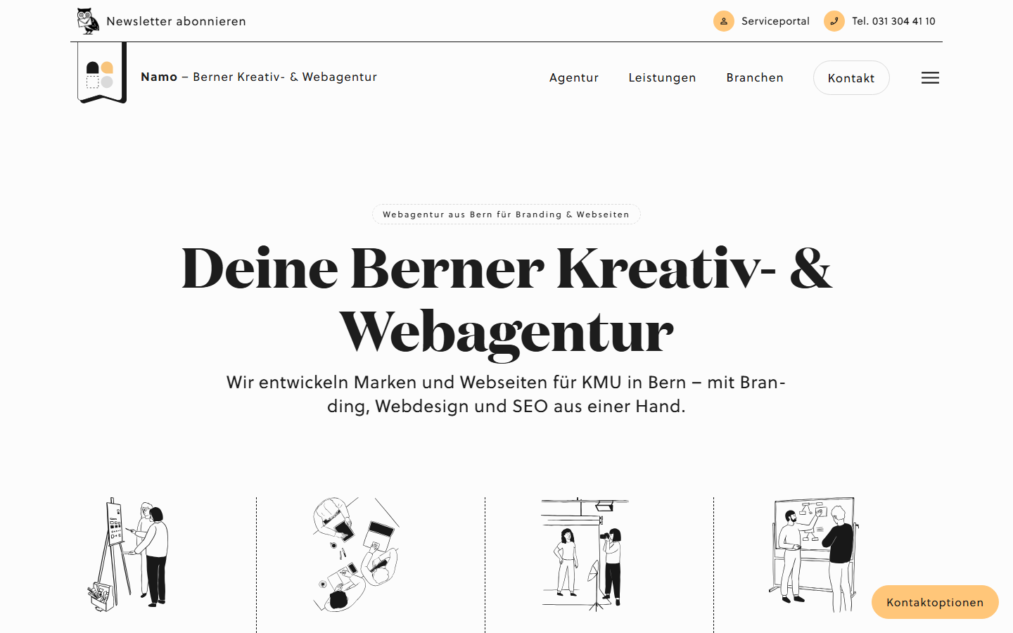 Startseite von Namo GmbH, SEO-Agentur in Bern