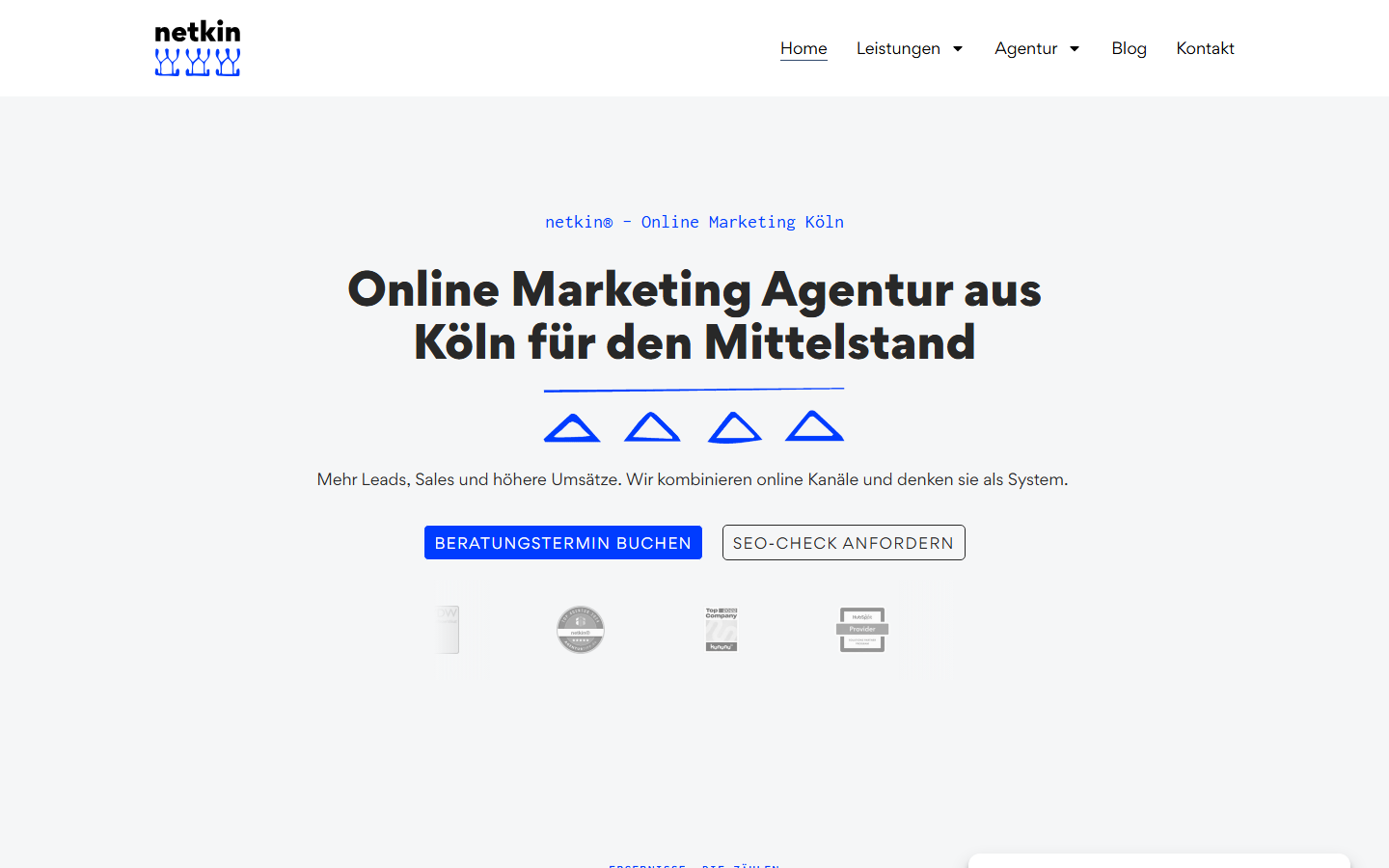 Startseite von netkin, SEO-Agentur in Mülheim