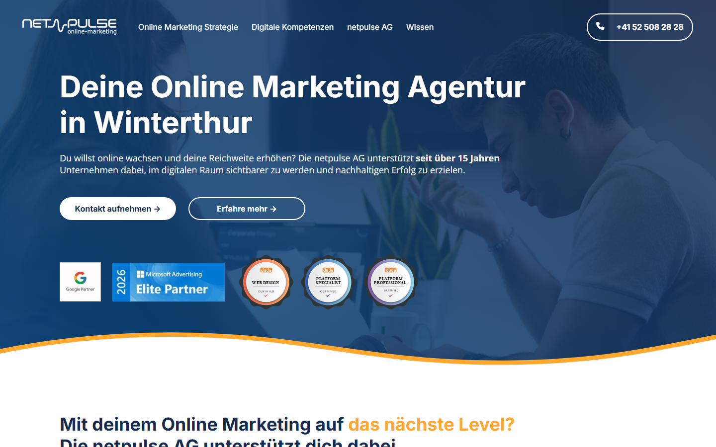 Startseite von netpulse AG, SEO-Agentur in der Schweiz