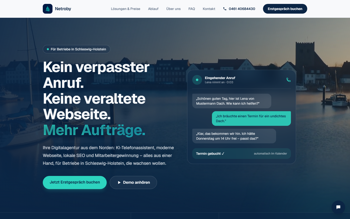 Startseite von Netroby, SEO-Agentur in Flensburg