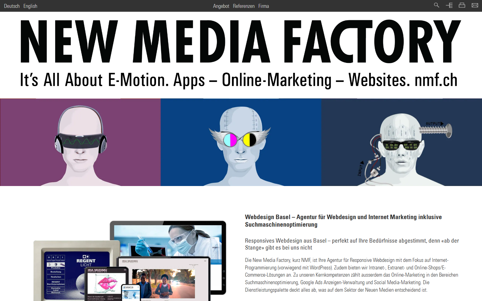 Startseite von New Media Factory GmbH, SEO-Agentur in Basel