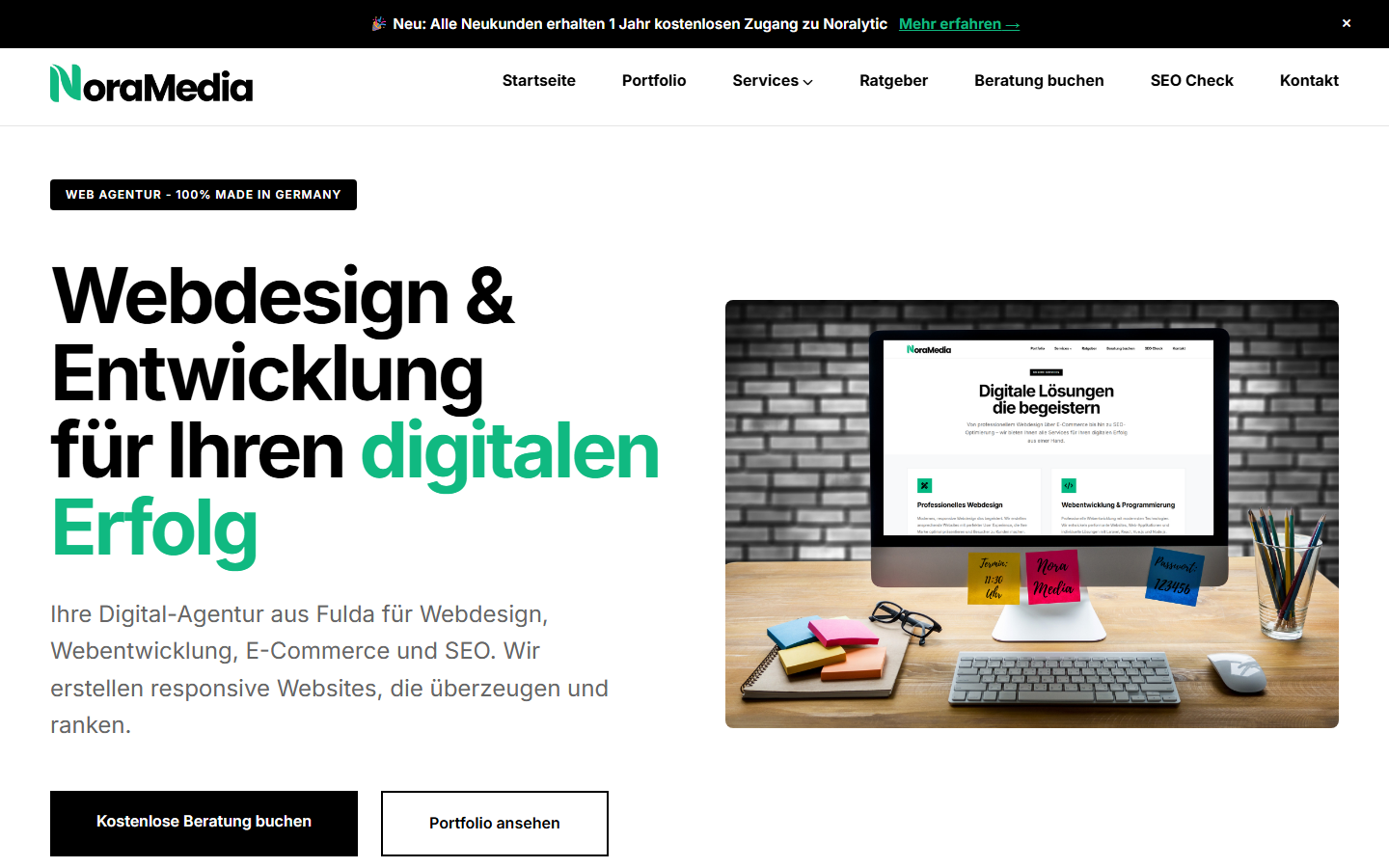 Startseite von Noramedia | Webentwicklung & Webdesign in Fulda, SEO-Agentur in Fulda