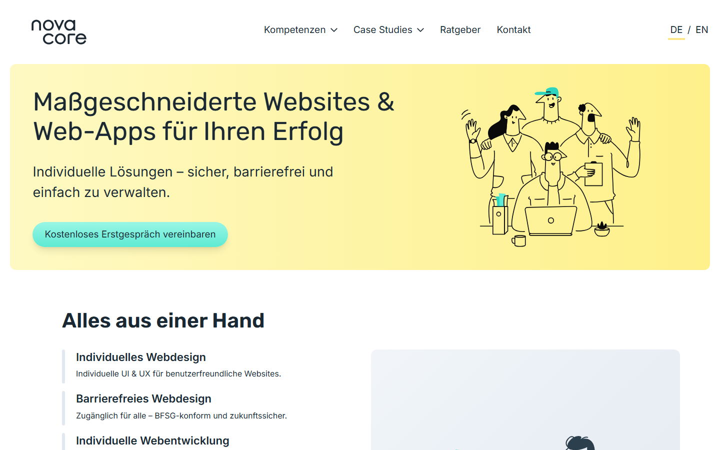 Startseite von Novacore, SEO-Agentur im Saarland