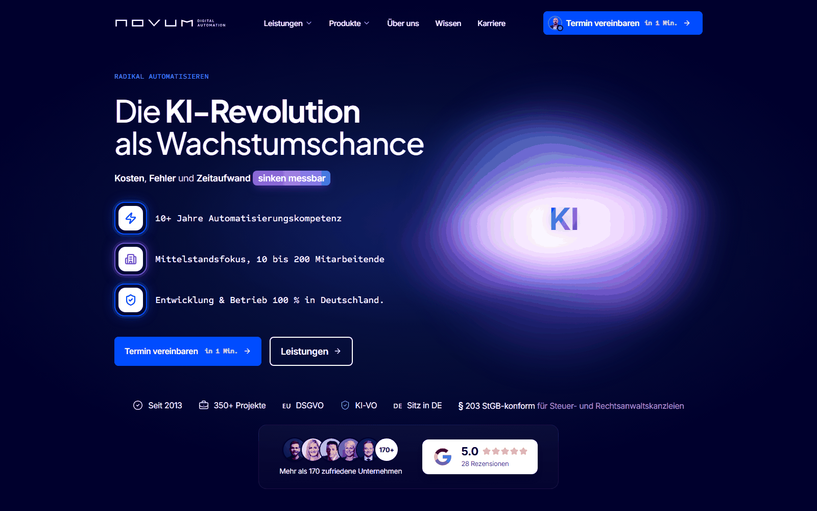 Startseite von Novum Digital, KI-Beratung in Dresden