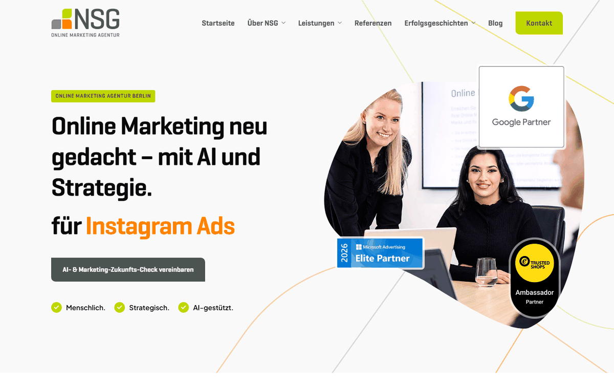 Startseite von NSG Net Solution GmbH, SEO-Agentur in Deutschland