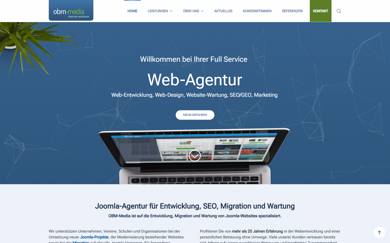 Startseite von OBM-Media e.K. Internet-Solutions, SEO-Agentur in Bielefeld