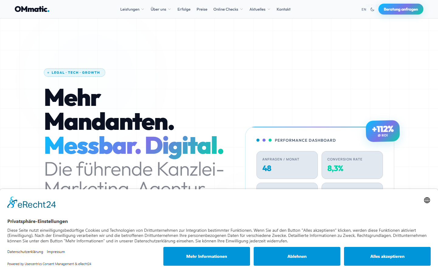 Startseite von OMmatic — Legal Marketing, SEO-Agentur in Kaiserslautern