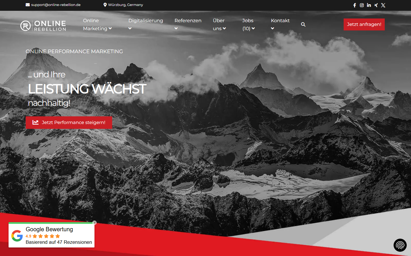 Startseite von Online Rebellion | Rebel GmbH | Online Marketing Agentur, SEO-Agentur in Würzburg