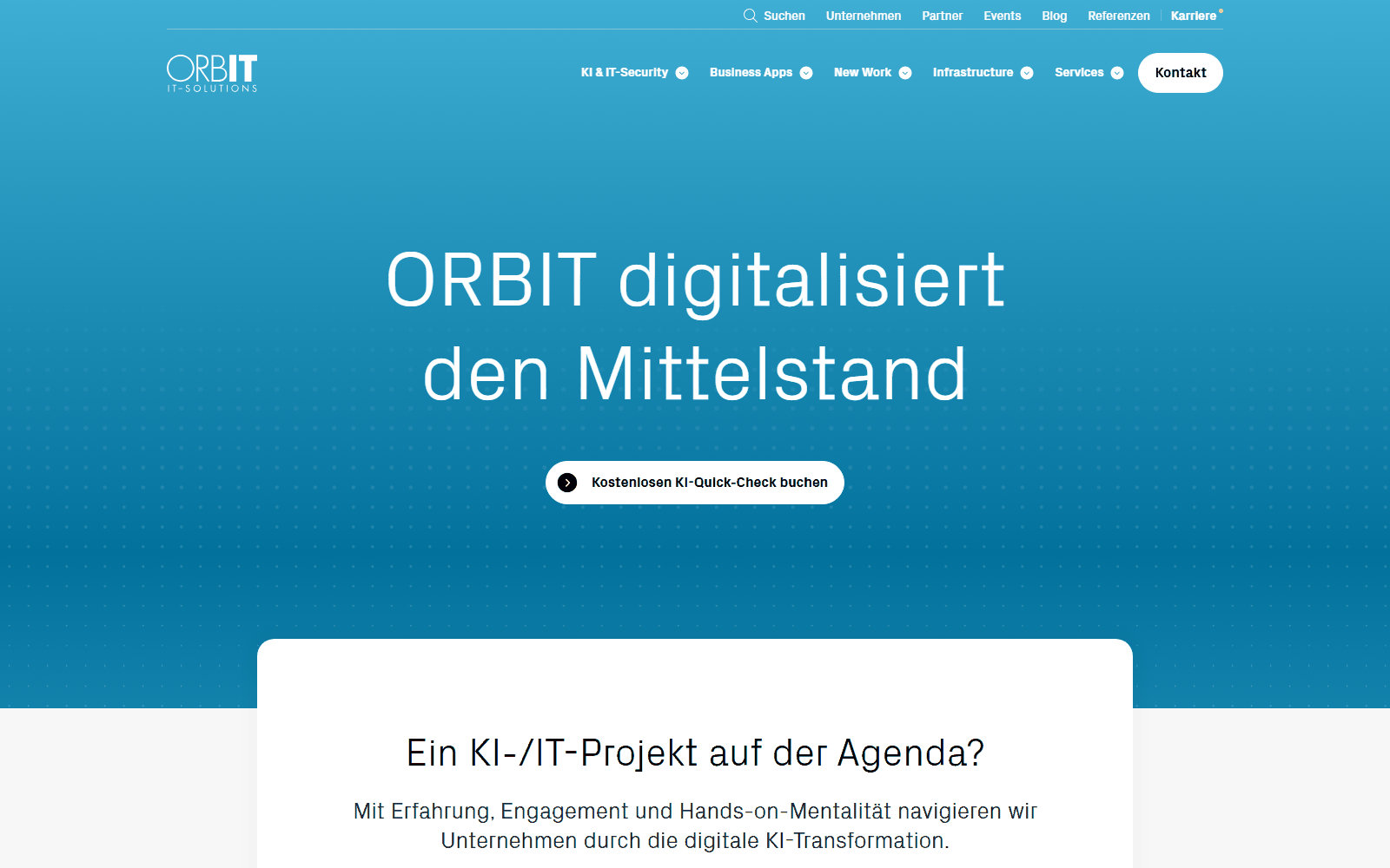 Startseite von ORBIT IT-Solutions, KI-Beratung in Bonn