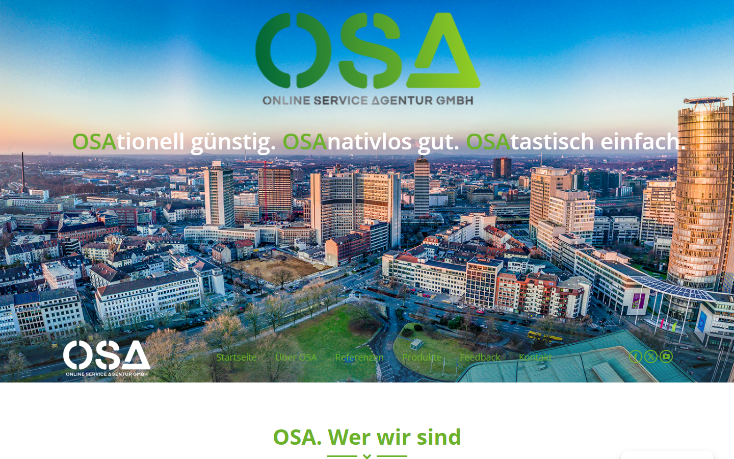 Startseite von OSA Online Service Agentur GmbH, SEO-Agentur in Essen