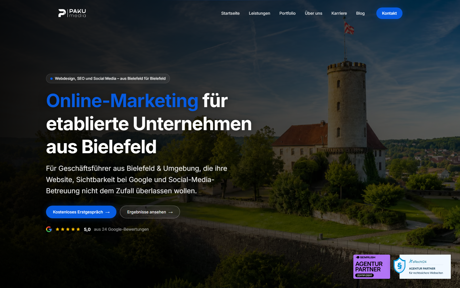 Startseite von PAKU Media (Pamuk und Kuscu GbR), SEO-Agentur in Bielefeld