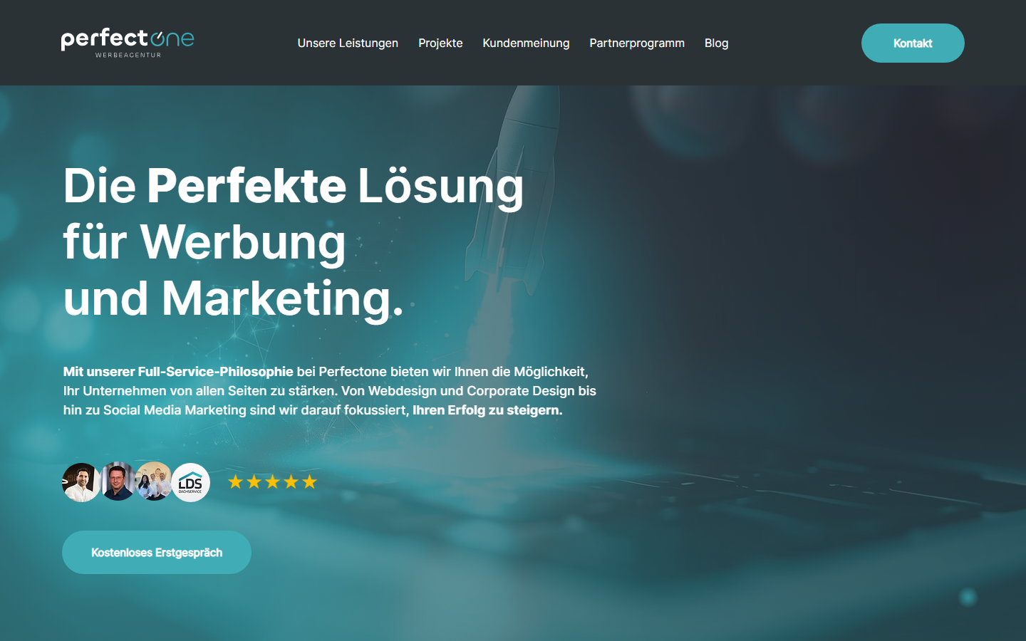 Startseite von Perfectone, SEO-Agentur in Neumünster