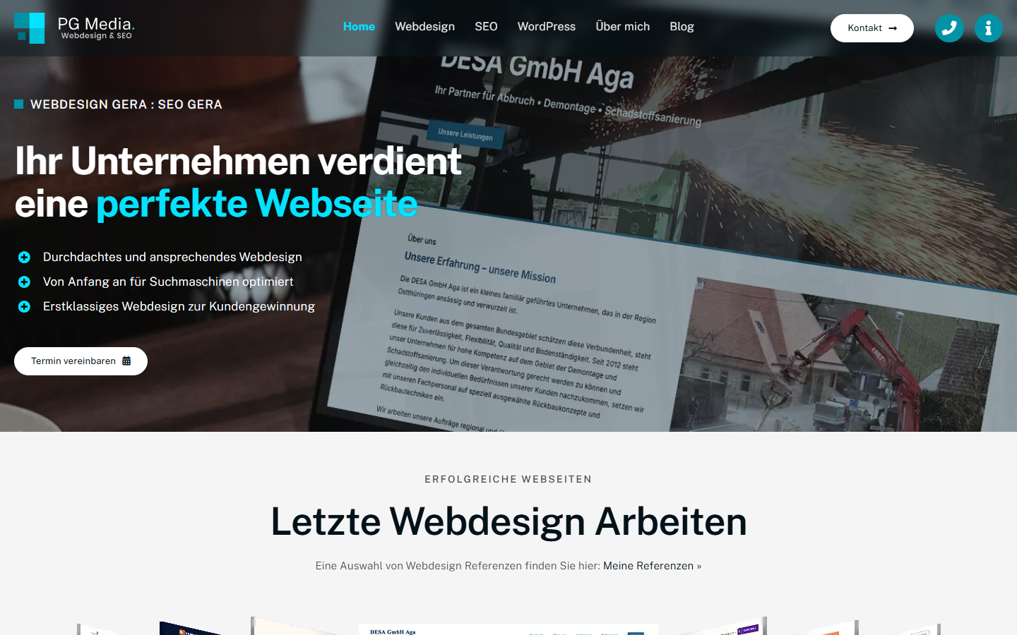 Startseite von PG Media, SEO-Agentur in Thüringen