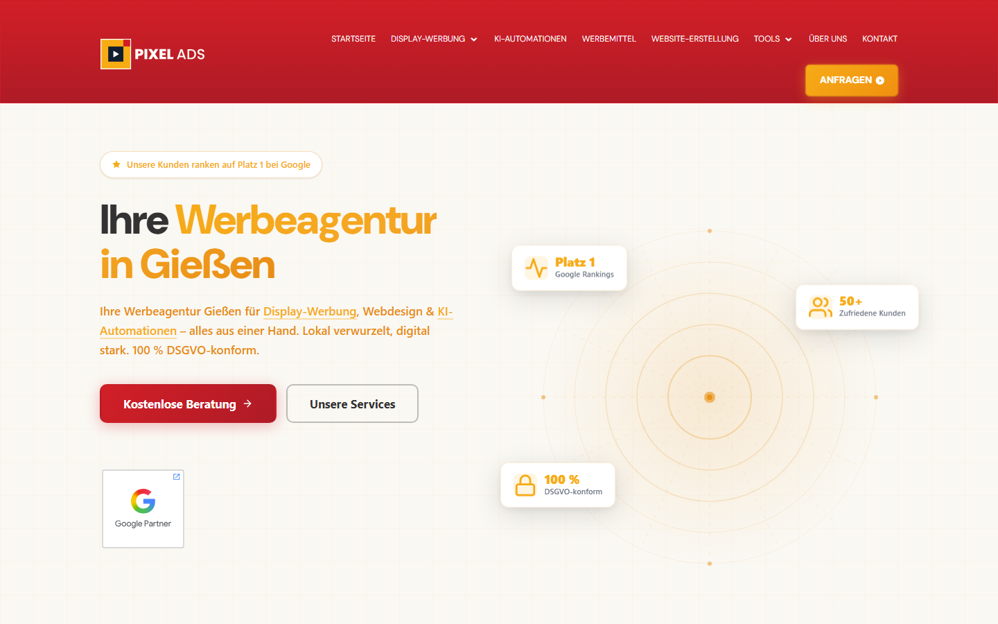 Startseite von Pixel Ads GmbH, SEO-Agentur in Gießen
