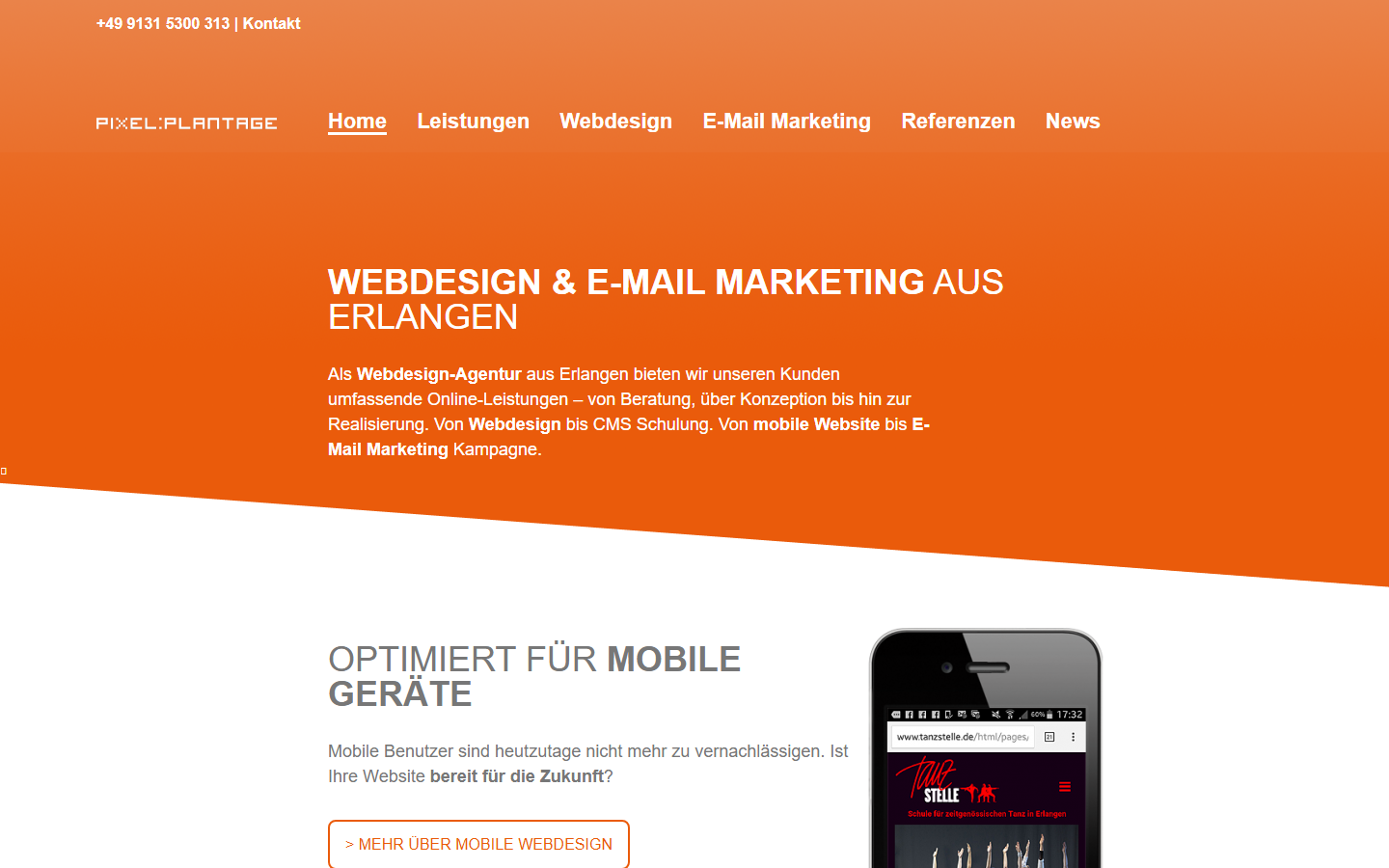 Startseite von PIXEL:PLANTAGE, SEO-Agentur in Erlangen