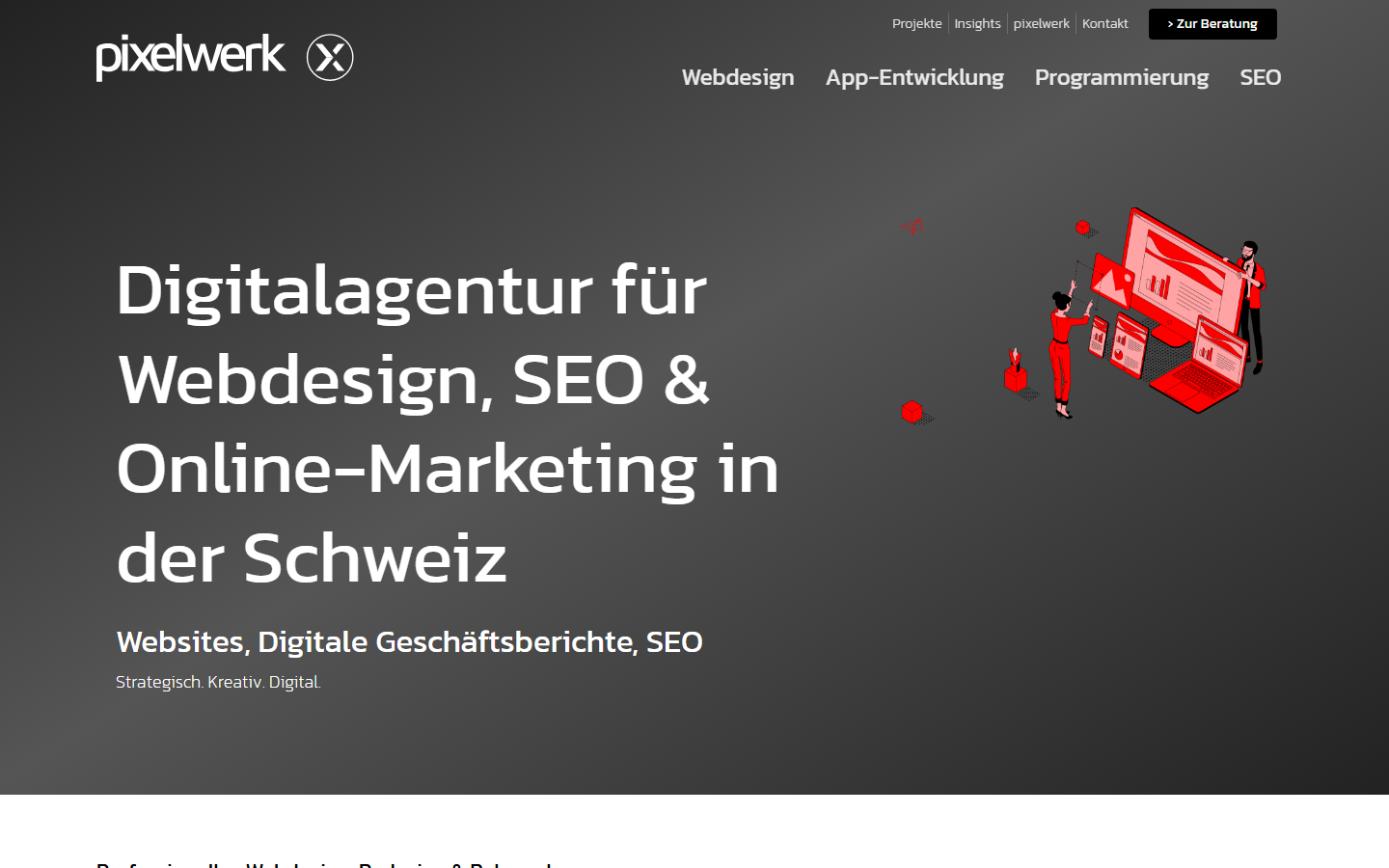 Startseite von pixelwerk GmbH, SEO-Agentur in Kreuzlingen