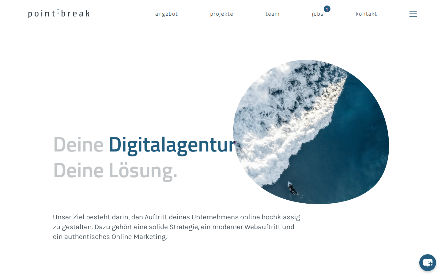 Startseite von point break, SEO-Agentur in St. Gallen