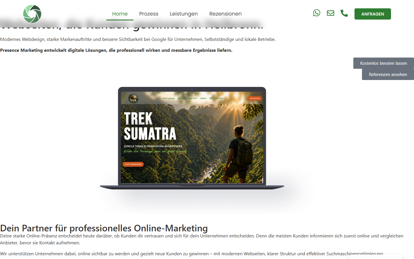 Startseite von Presence Marketing Heilbronn, SEO-Agentur in Heilbronn