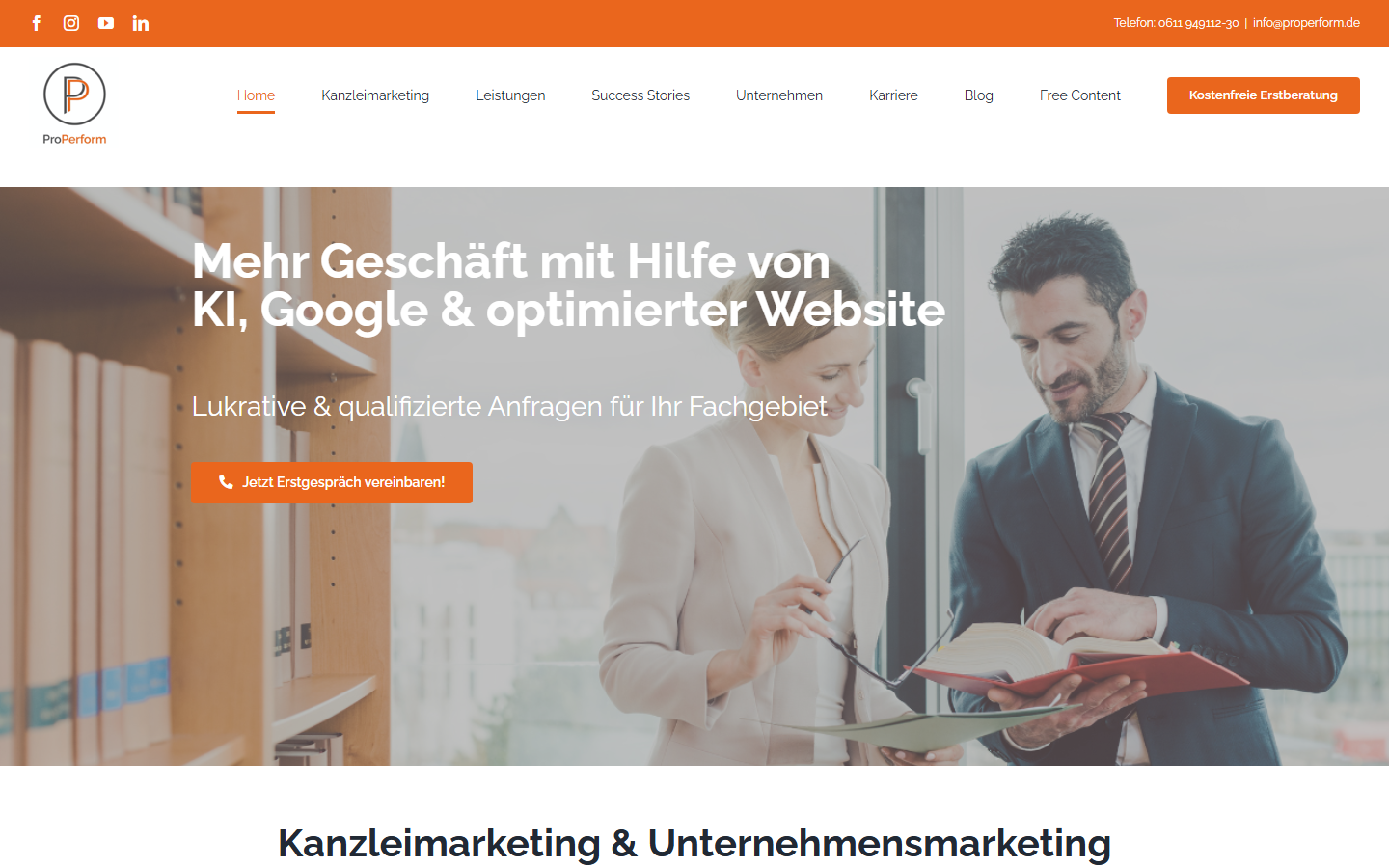 Startseite von ProPerform Online-Marketing GmbH, SEO-Agentur in Wiesbaden