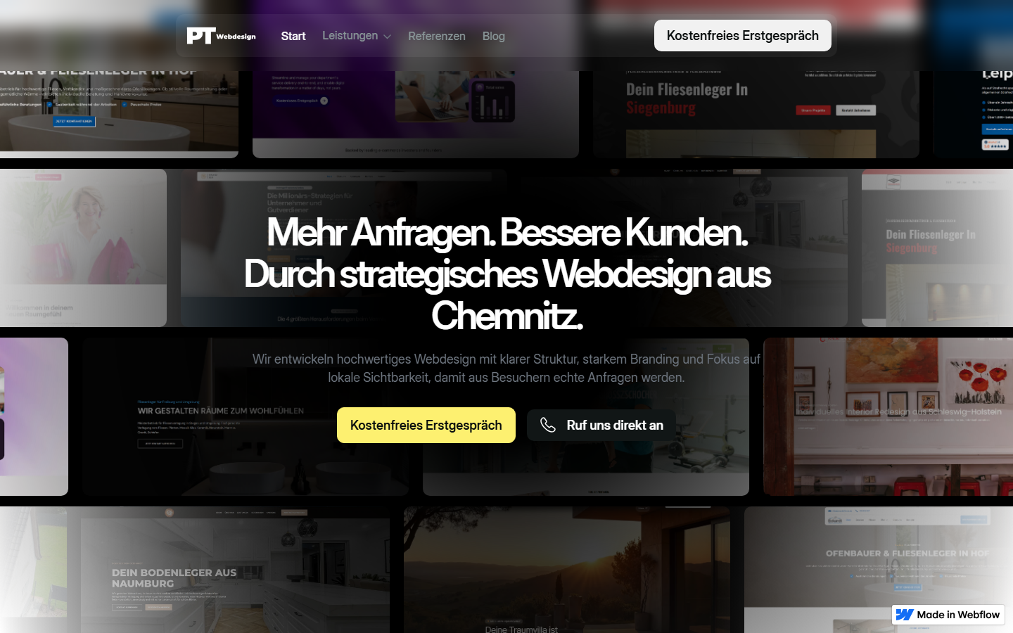 Startseite von PT-Webdesign, SEO-Agentur in Chemnitz