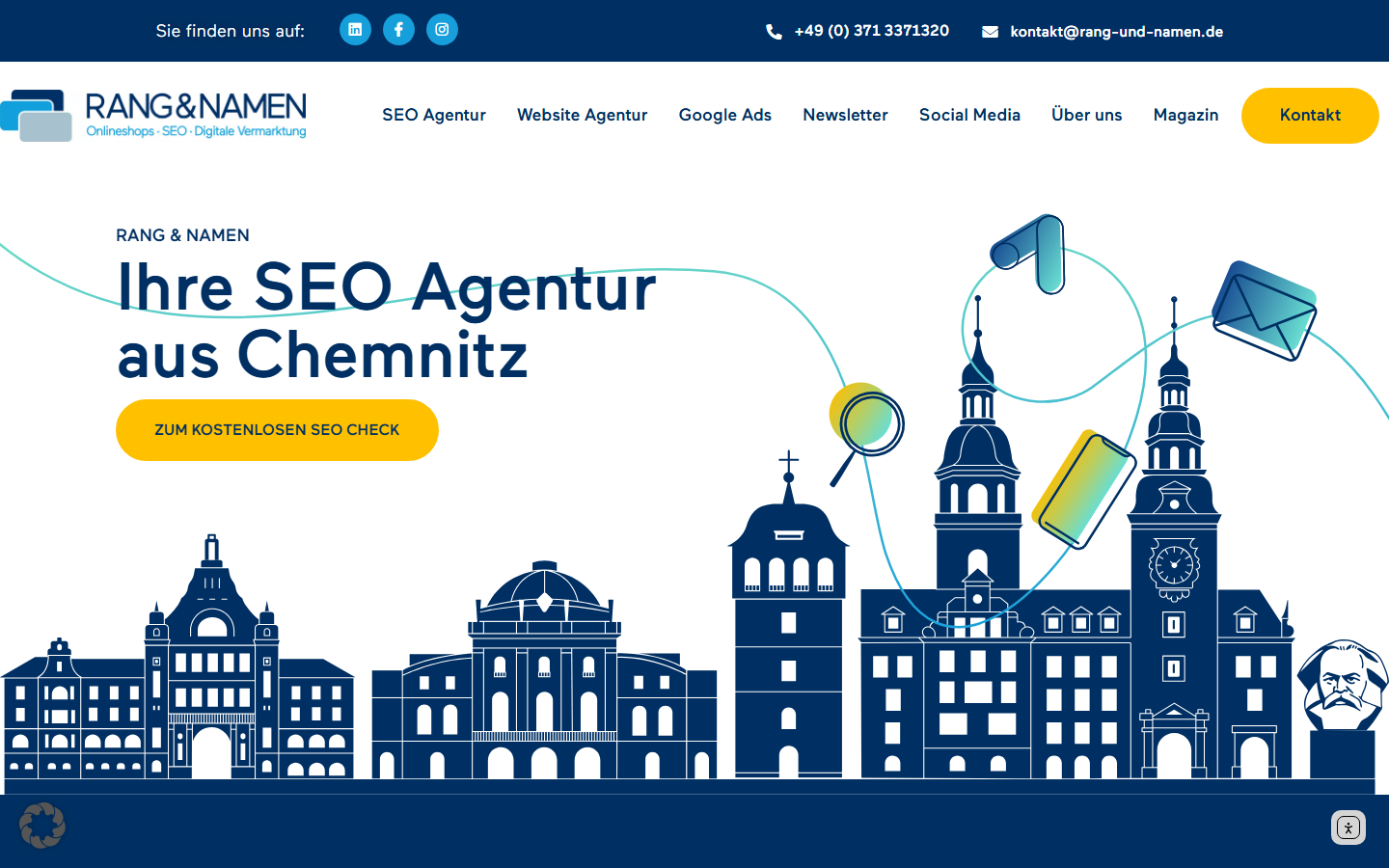 Startseite von RANG & NAMEN, SEO-Agentur in Chemnitz
