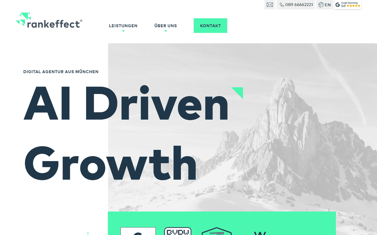 Startseite von rankeffect digital GmbH, SEO-Agentur in München