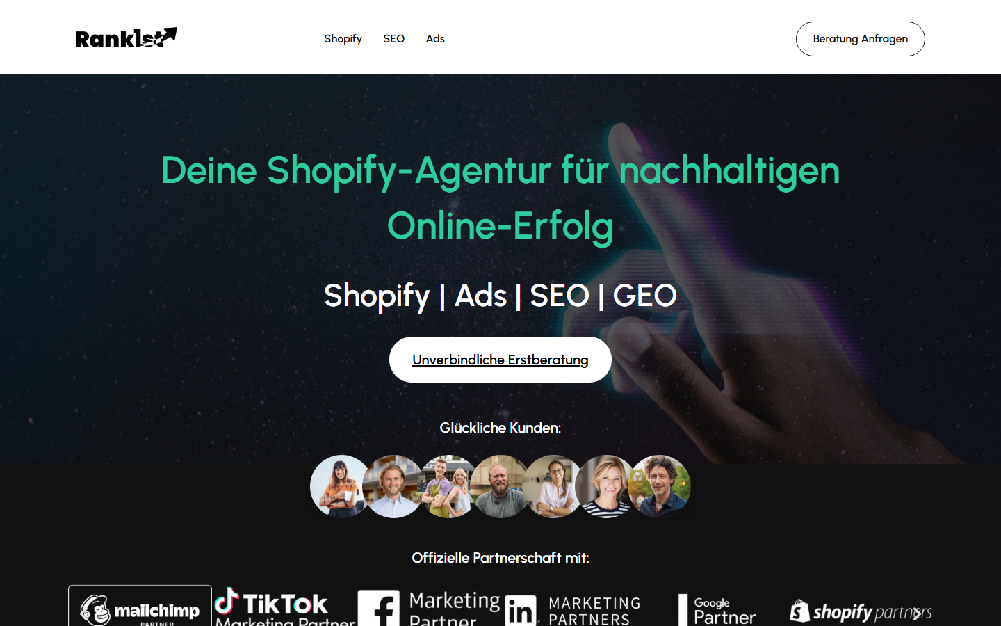 Startseite von Rankist GmbH, SEO-Agentur in Glarus