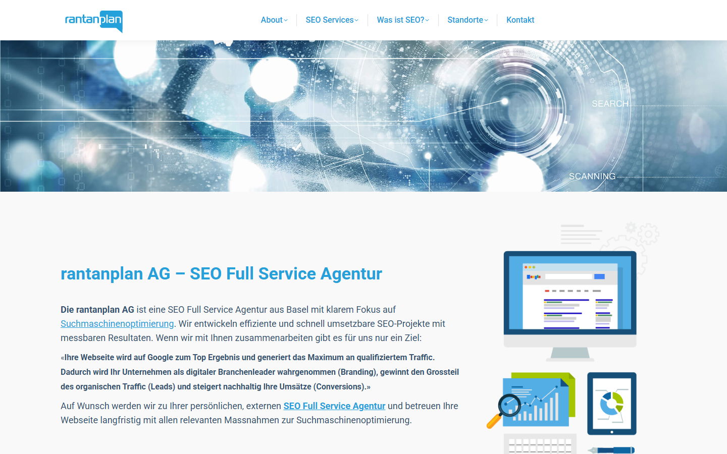 Startseite von rantanplan AG, SEO-Agentur in Basel-Landschaft