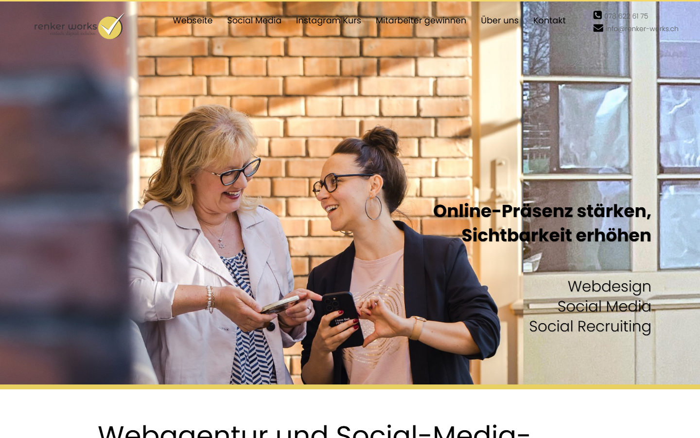 Startseite von renker works GmbH - Social Media & Webdesign Region Thun, SEO-Agentur in Thun