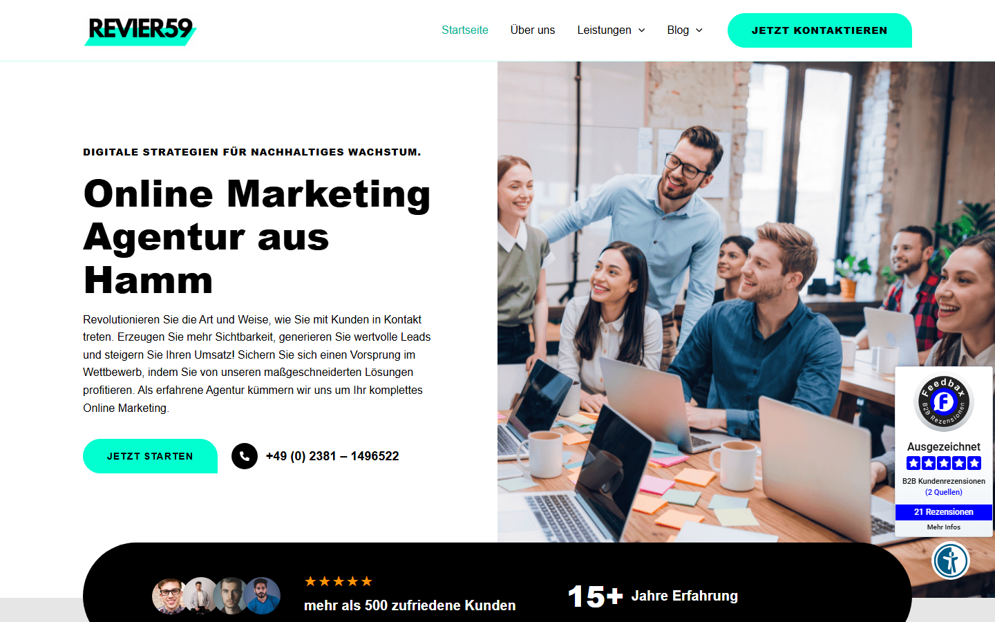 Startseite von Revier59 (Online Marketing Agentur), SEO-Agentur in Hamm