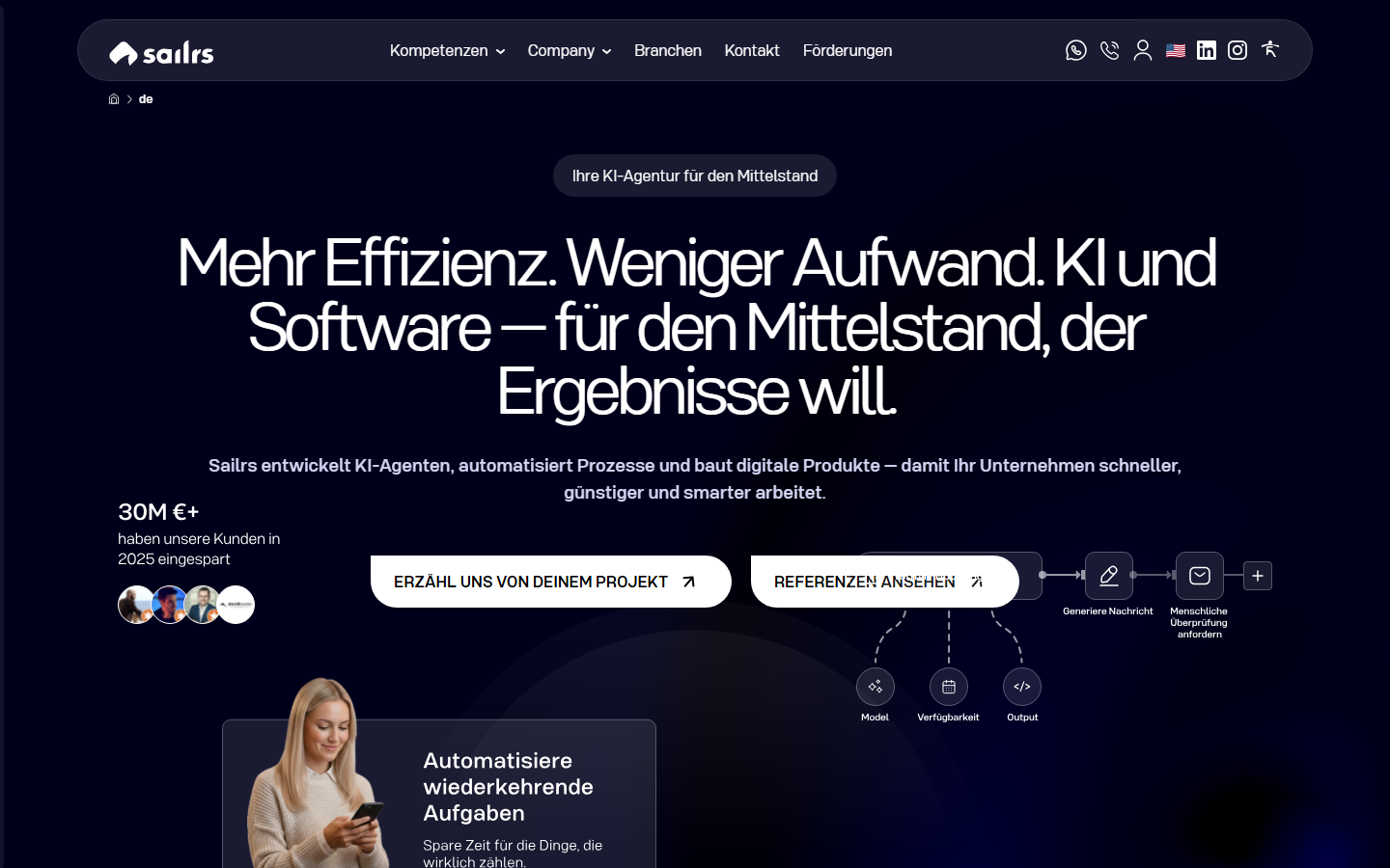 Startseite von Sailrs GmbH, KI-Beratung in Stuttgart