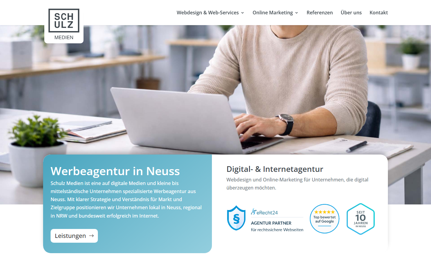 Startseite von Schulz Medien, SEO-Agentur in Neuss