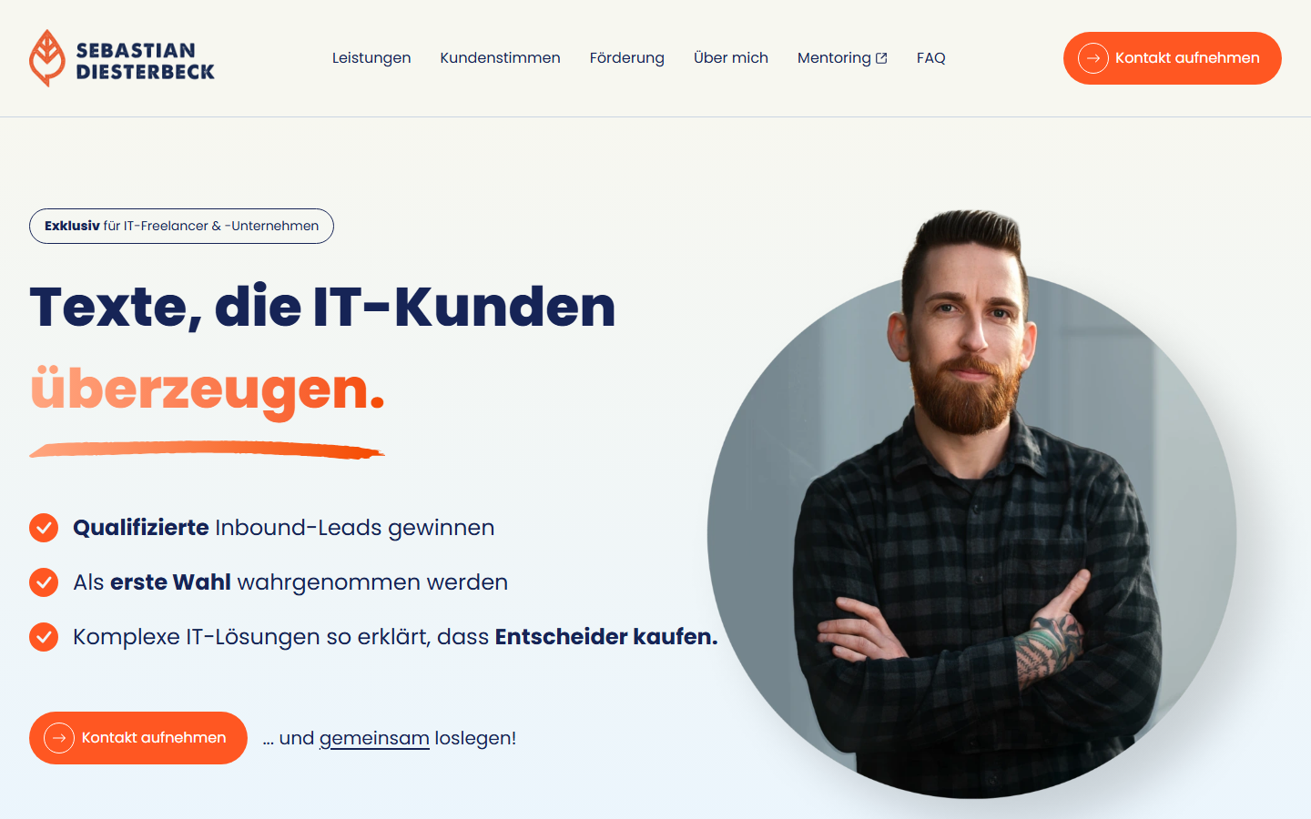 Startseite von Sebastian Diesterbeck IT-Werbetexter, SEO-Agentur in Jena