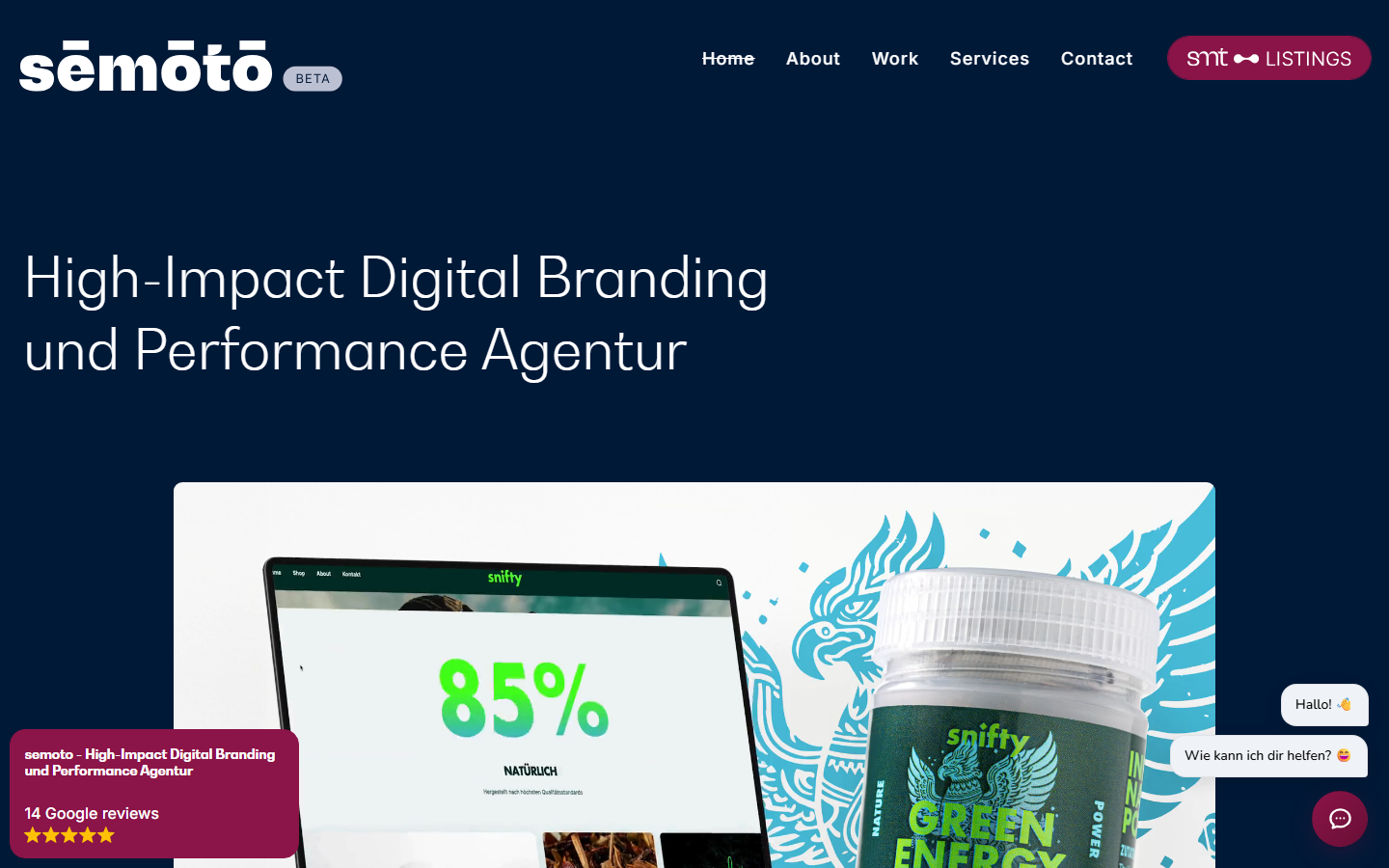 Startseite von semoto, SEO-Agentur in Baar