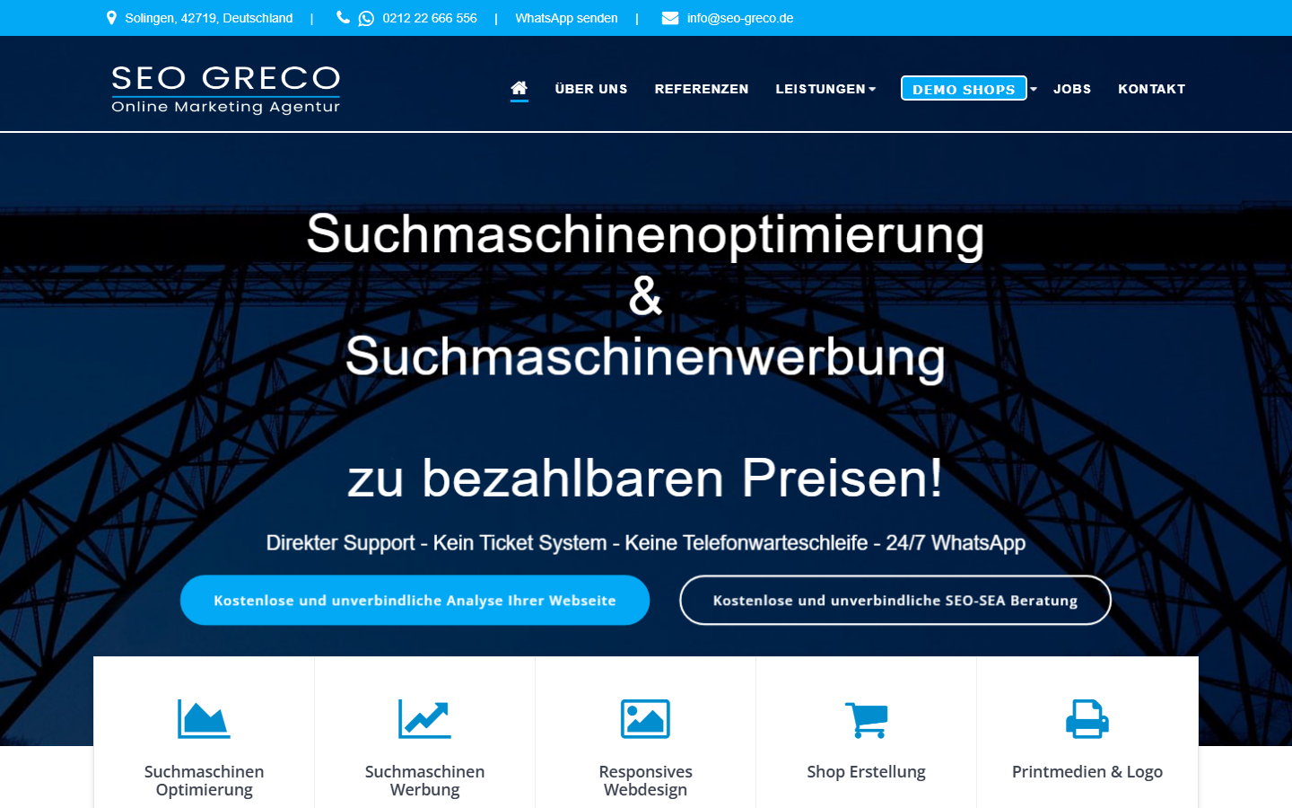 Startseite von SEO GRECO, SEO-Agentur in Solingen