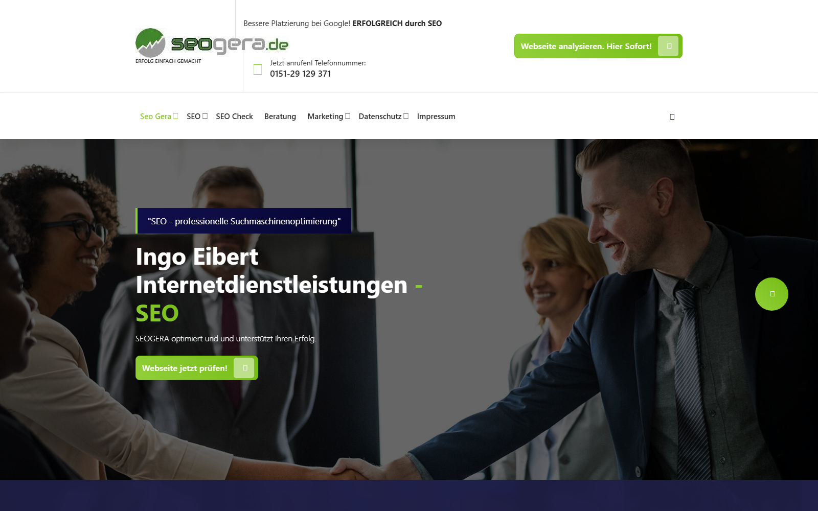 Startseite von Seogera - Ingo Eibert Internetdienstleistungen, SEO-Agentur in Gera